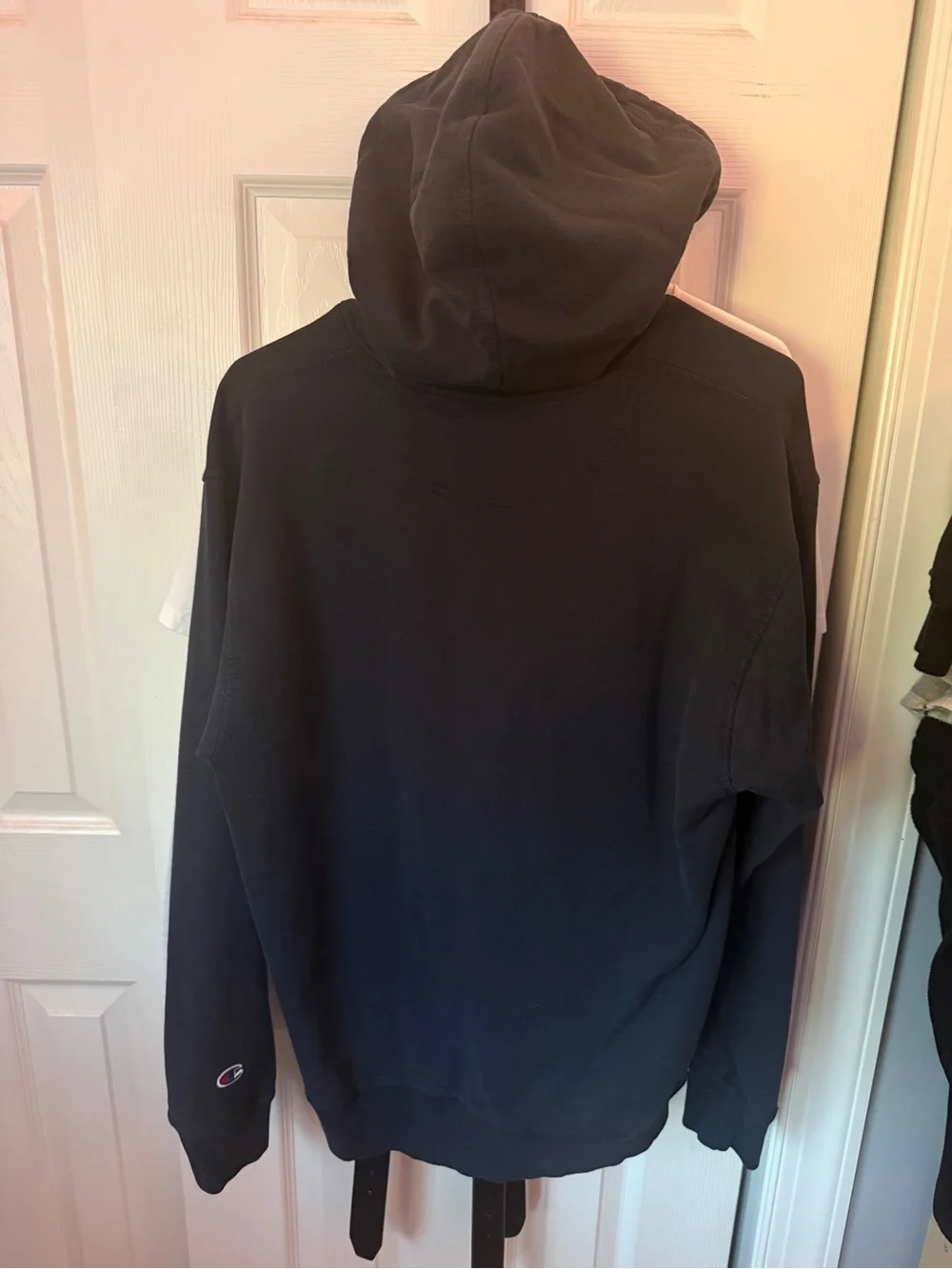 Champion Navy Blue Hoodie with Blue and Red Logo Trim - Picture 2 of 3